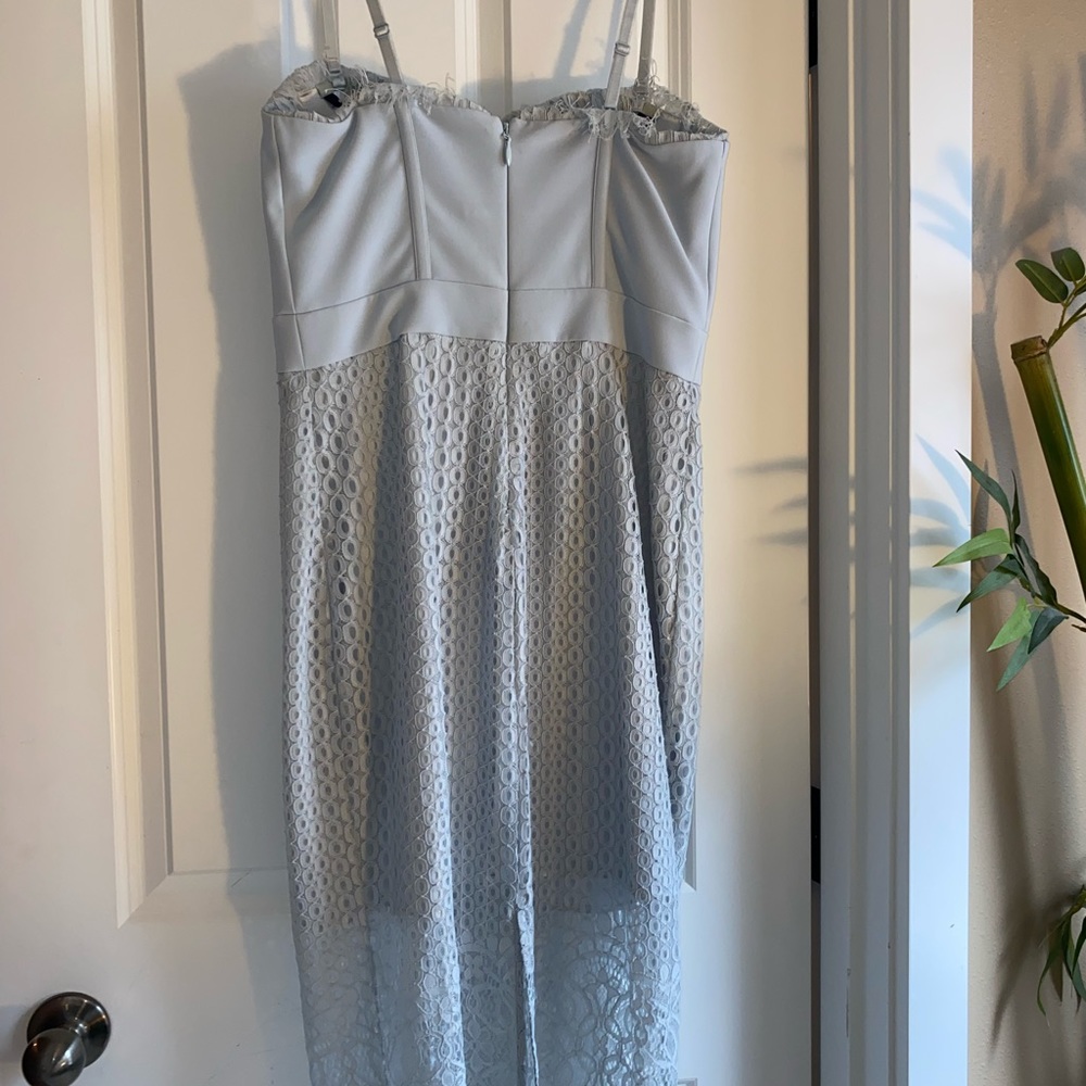 Bebe pewter (light grey/blue) midi lace bustier dress size small - Picture 2 of 5